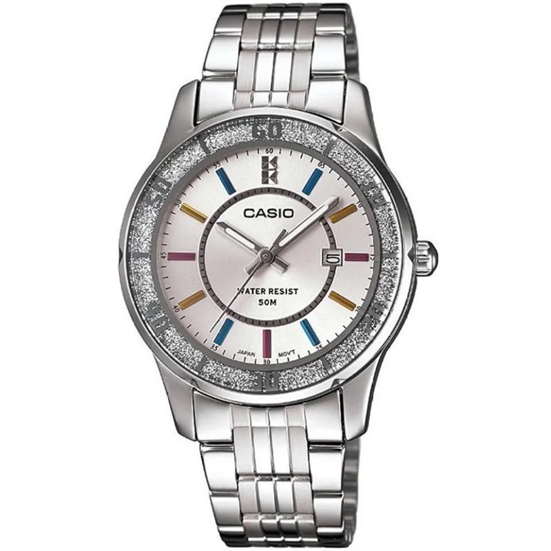 Orologio CASIO COLLECTION LADY DATE GLITTER BEZEL - WHITE Donna