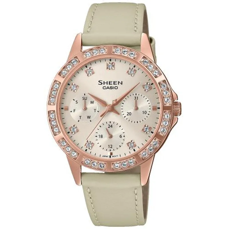 Orologio CASIO SHEEN LADY CRYSTAL LEATHER - CREAM ***SPECIAL PRICE*** Donna