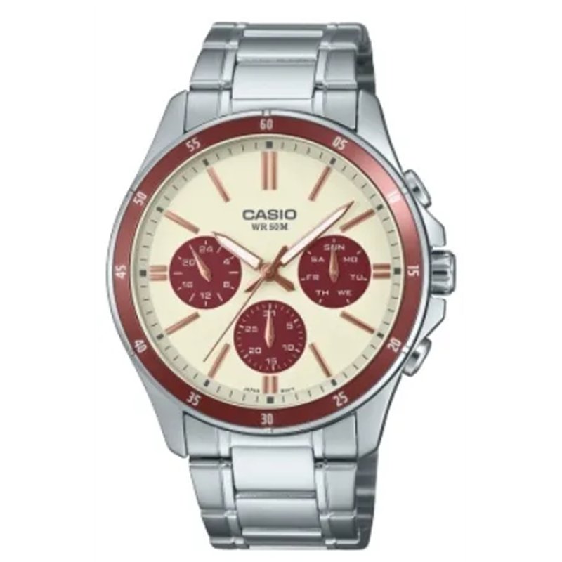 Orologio CASIO COLLECTION MULTIFUNCTION CALENDAR - CHAMPAGNE & BORDEAUX Uomo