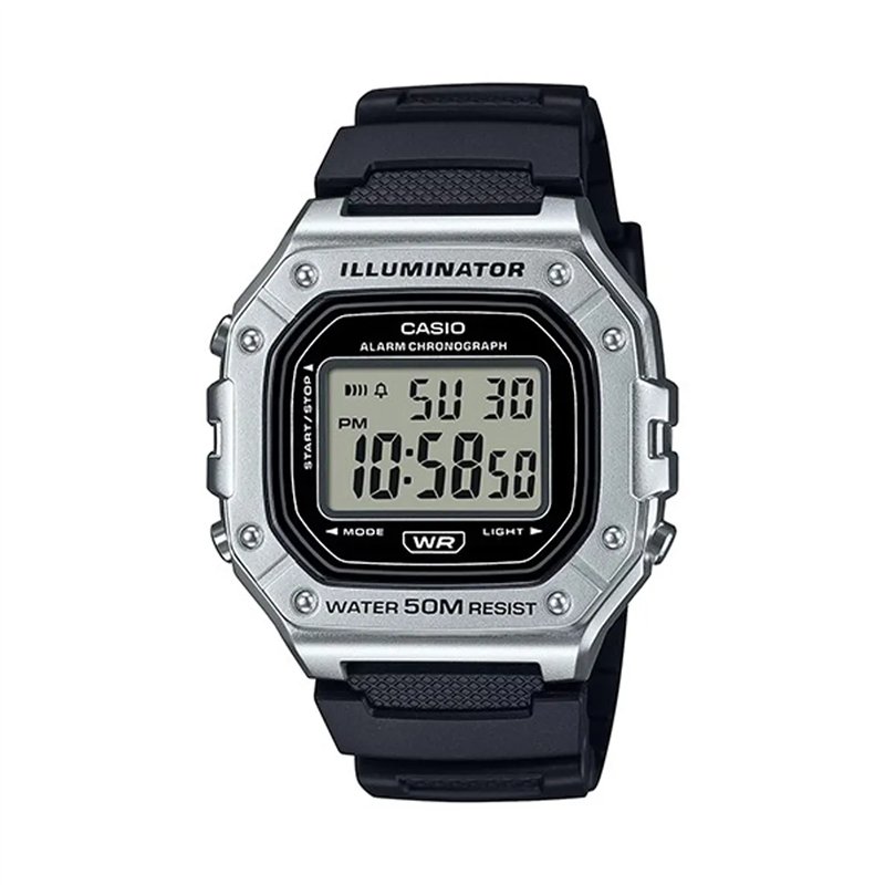 Orologio CASIO TIMELESS COLLECTION SPORT ILLUMINATOR WR 50M, ALARM, CHRONOGRAPH - SILVER - METAL SERIE Uomo
