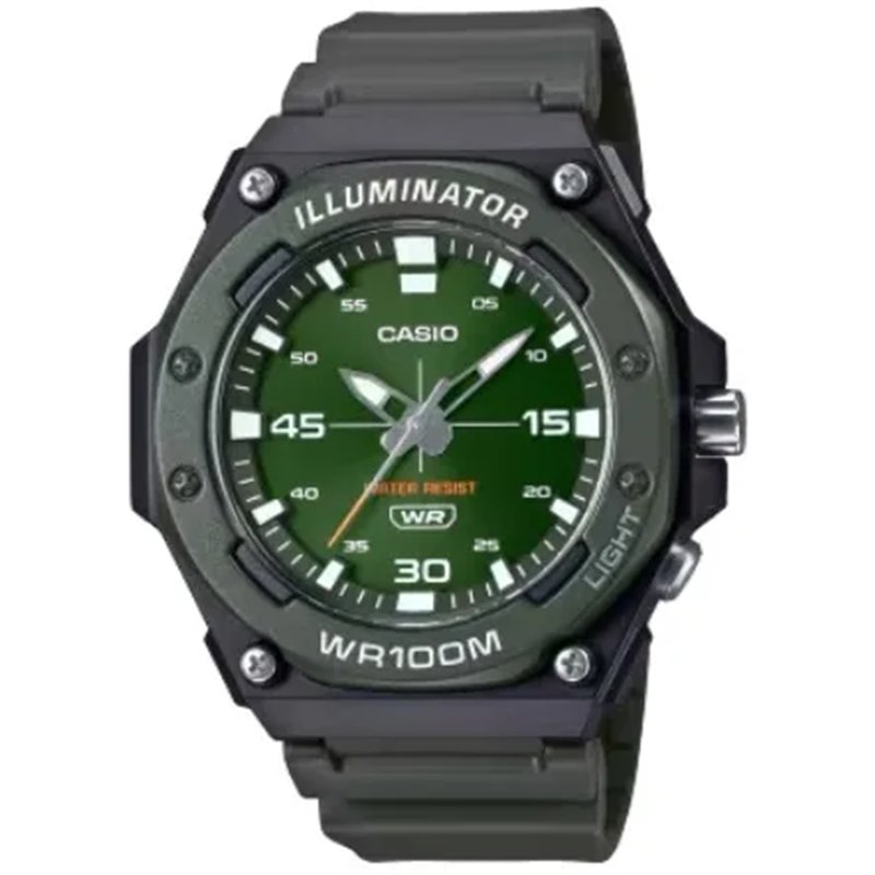 Orologio CASIO SPORT DIVER - ILLUMINATOR WR 100MT - ARMY GREEN Uomo
