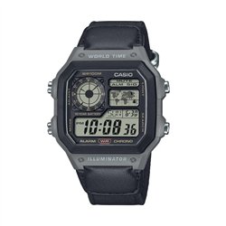 Orologio CASIO SPORT DIVER - WORLD TIME ILLUMINATOR 5 ALARMS - FUTURE CLASSIC COLLECTION - KHAKI BLACK Uomo