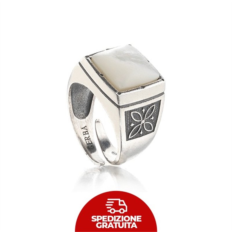 Anello Gerba Chevalier con pietra Madreperla marmo
