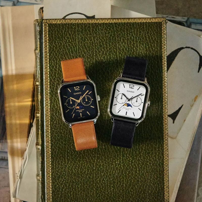 Orologio CASIO COLLECTION MOONPHASES LEATHER - BLACK Unisex