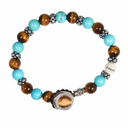 Bracciale Gerba LAB pietra Occhio di Tigre turchese e ambra