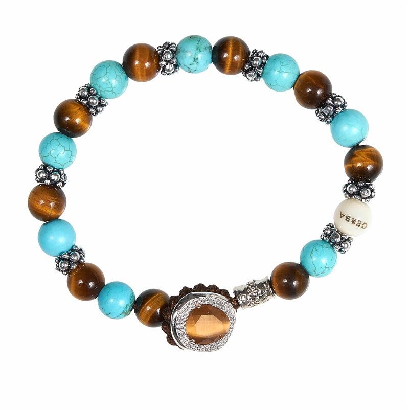Bracciale Gerba LAB pietra Occhio di Tigre turchese e ambra