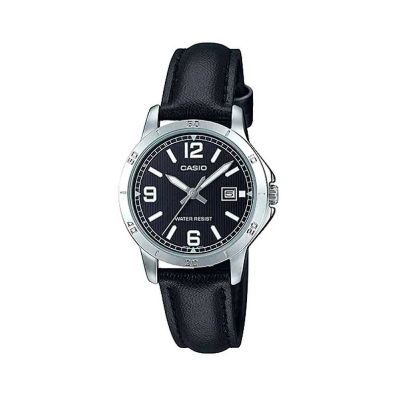 Orologio CASIO COLLECTION LADY DATE, LEATHER - BLACK Donna