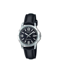 Orologio CASIO COLLECTION LADY DATE, LEATHER - BLACK Donna
