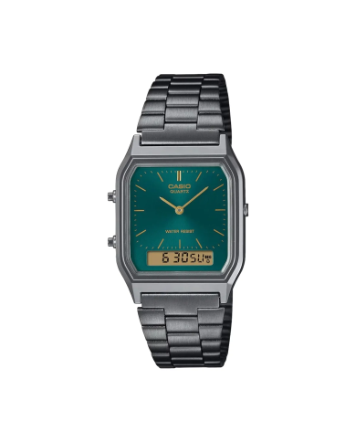 Orologio CASIO VINTAGE EDGY COLLECTION GUN METAL - EMERALD GREEN Unisex