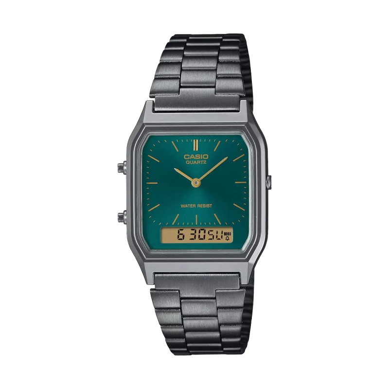 Orologio CASIO VINTAGE EDGY COLLECTION GUN METAL - EMERALD GREEN Unisex