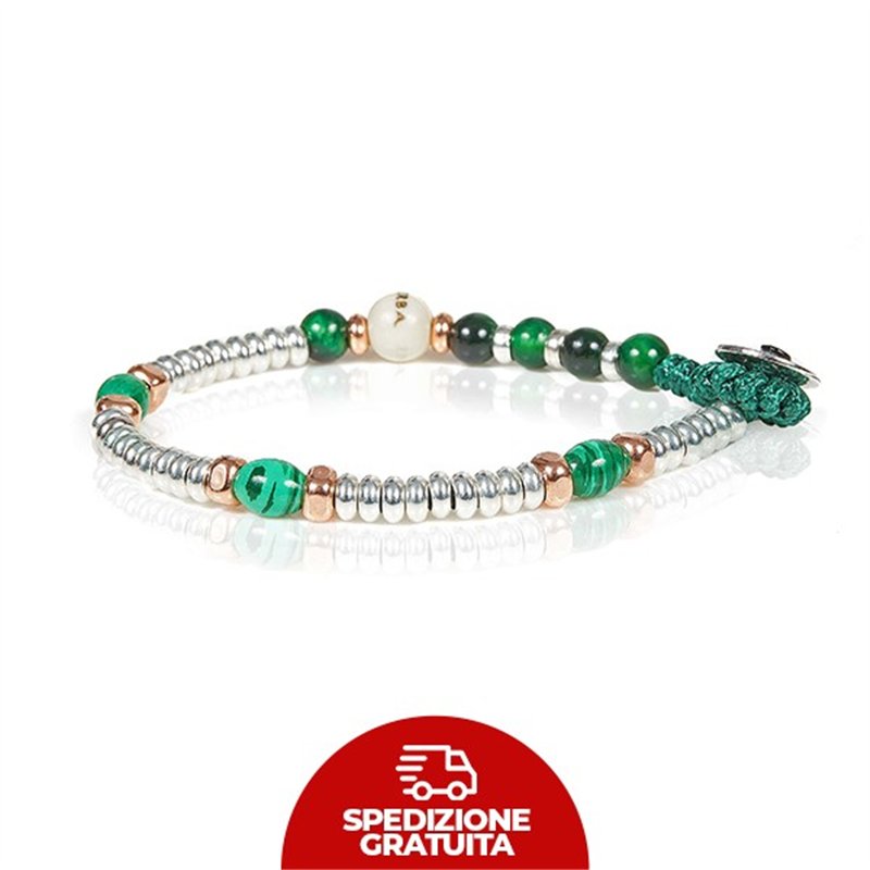 Bracciale Gerba Mon Amour Argento e Occhio di Tigre verde