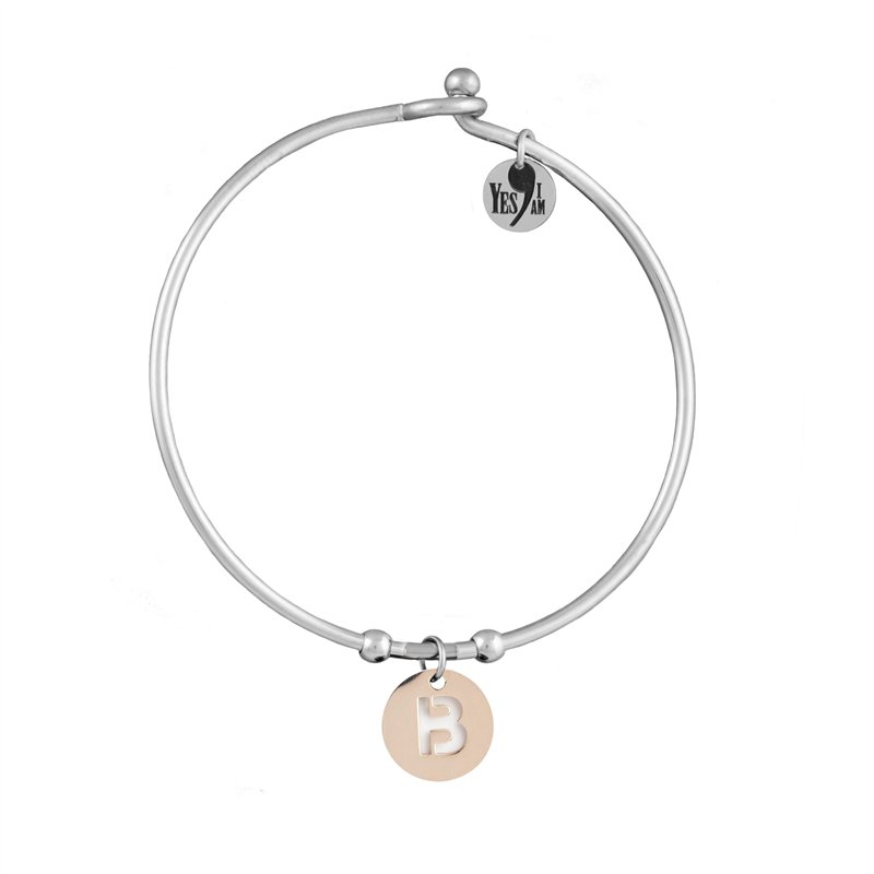 Bracciale Rigido Con Iniziale Rosè