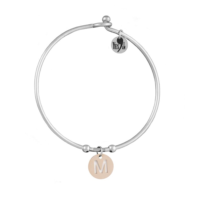 Bracciale Rigido Con Iniziale Rosè