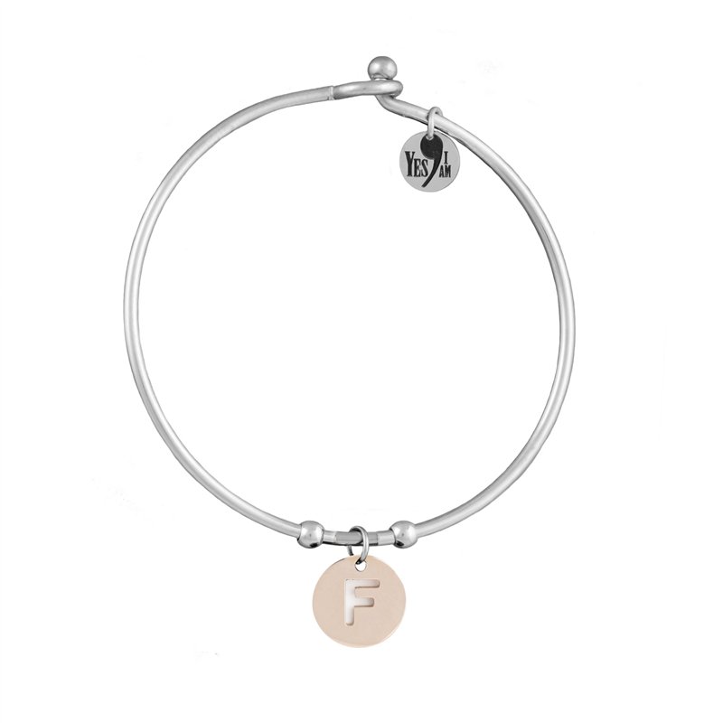 Bracciale Rigido Con Iniziale Rosè