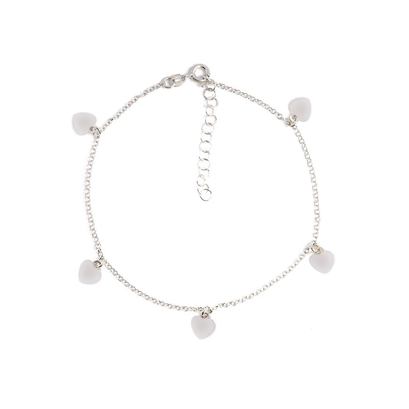 Cavigliera Catena Argento con Cuori pendenti