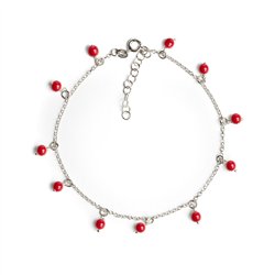 Cavigliera Catena Argento Con Perle Pendenti