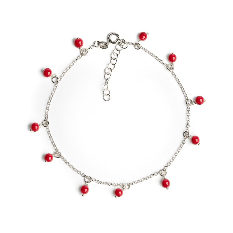 Cavigliera Catena Argento Con Perle Pendenti