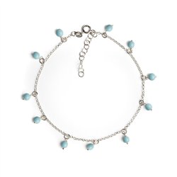 Cavigliera Catena Argento Con Perle Pendenti