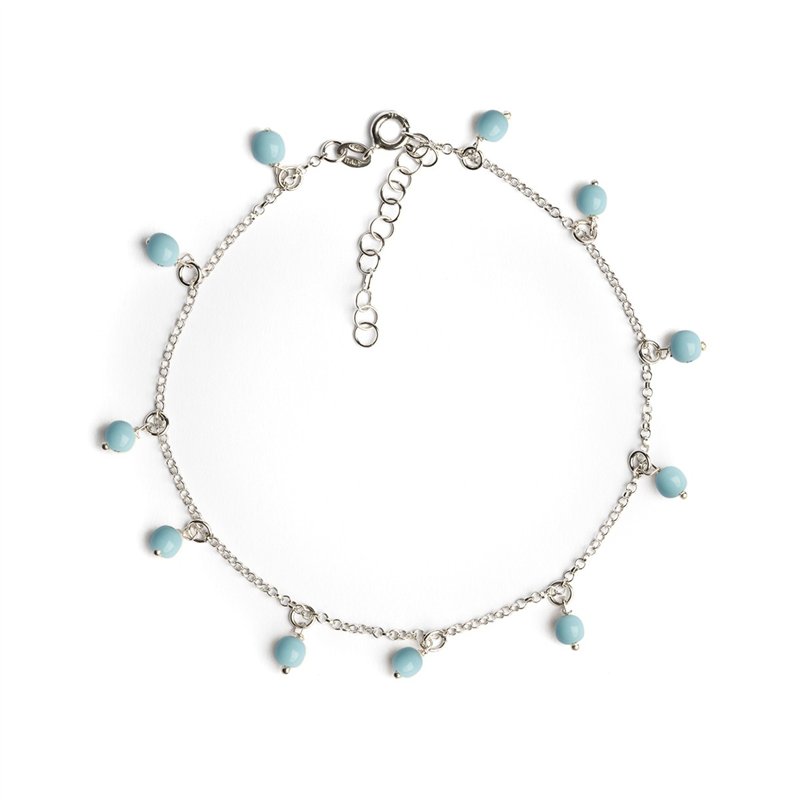 Cavigliera Catena Argento Con Perle Pendenti