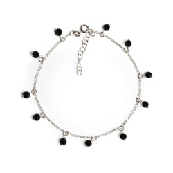 Cavigliera Catena Argento Con Perle Pendenti