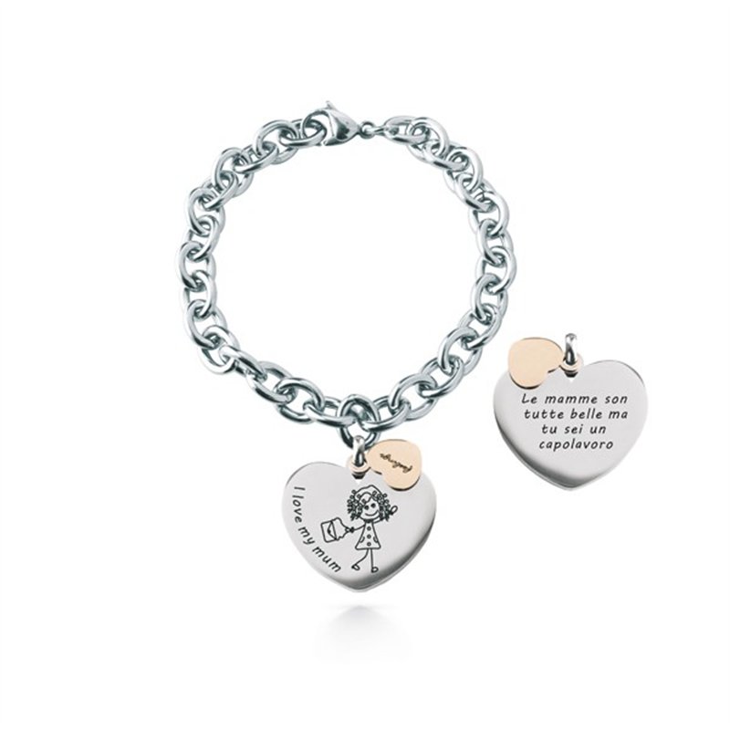 Bracciale Catena rolò, acciaio – I love my mum