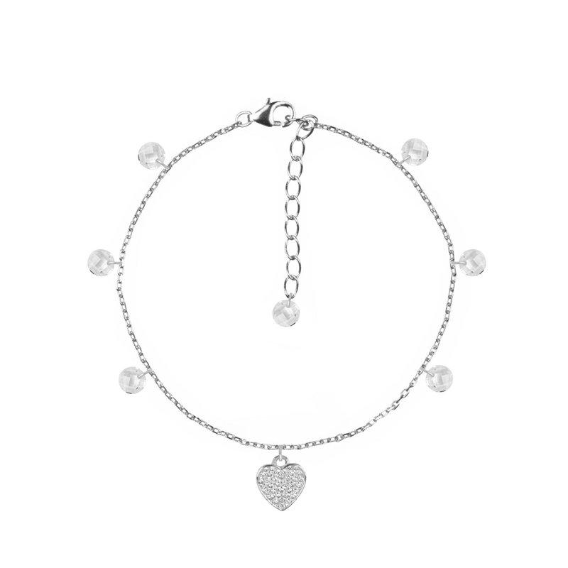 Bracciale Feel Luxury Argento Smeraldi Multiciondolo Cuore