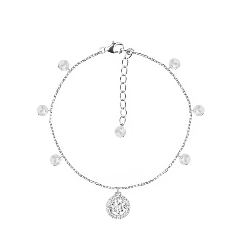 Bracciale Feel Luxury Argento Smeraldi Multiciondolo Albero Della Vita