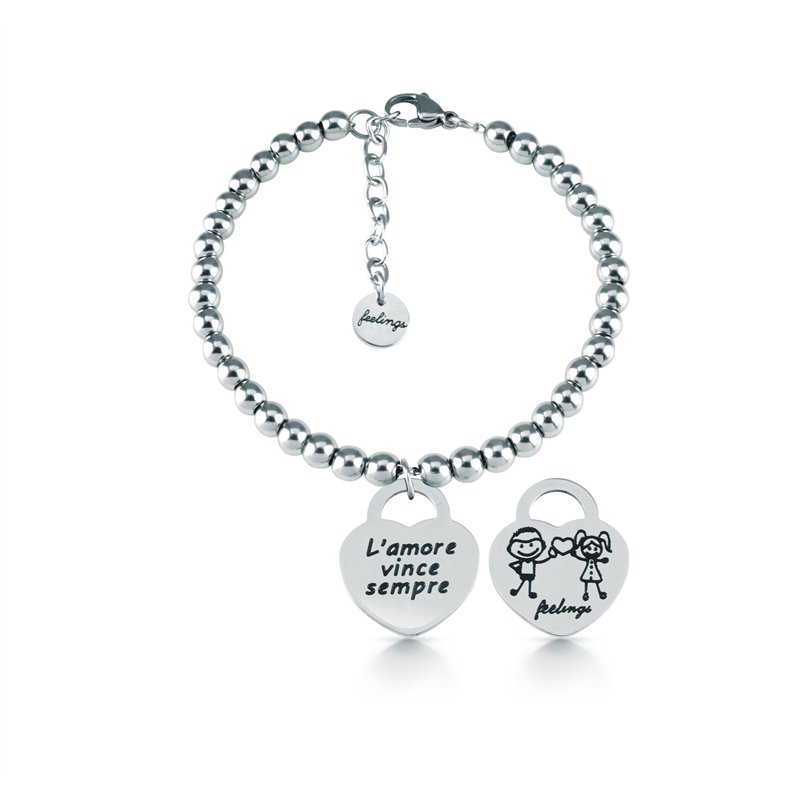 Bracciale pallinato, acciaio – L’amore vince sempre