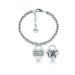 Bracciale pallinato, acciaio – Siamo due destini che si uniscono