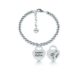 Bracciale pallinato, acciaio – Super Figlia