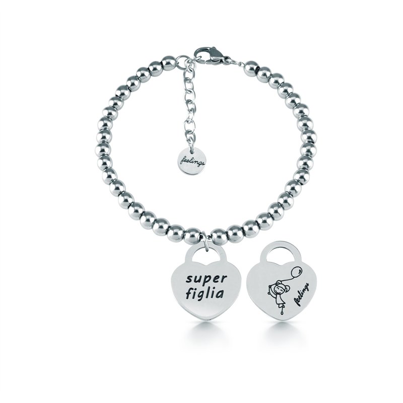 Bracciale pallinato, acciaio – Super Figlia