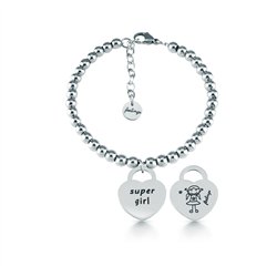 Bracciale pallinato, acciaio – Super Girl