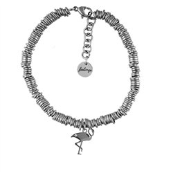Bracciale multirondella, acciaio – fenicottero