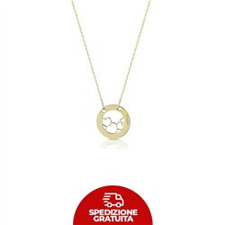 Collana in oro con cerchio e quattro cuori