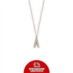 Collana in oro 18 kt con ciondolo con lettera e diamanti bianchi