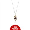 Collana in oro con ciondolo a forma di bimba e zaffiri rosa
