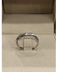Anello in Oro Bianco 18 Carati con Doppia Filiera di Diamanti