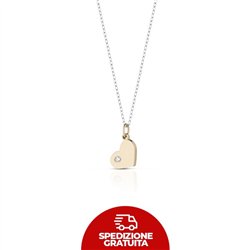Collana in oro con ciondolo a forma di cuore con brillantino