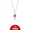 Collana in oro con ciondolo a forma di fiore e zaffiri rosa