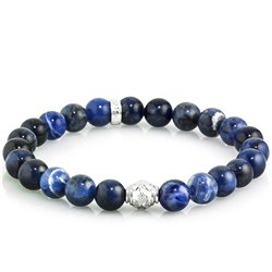 Bracciale Stone Sodalite blue componenti in Argento