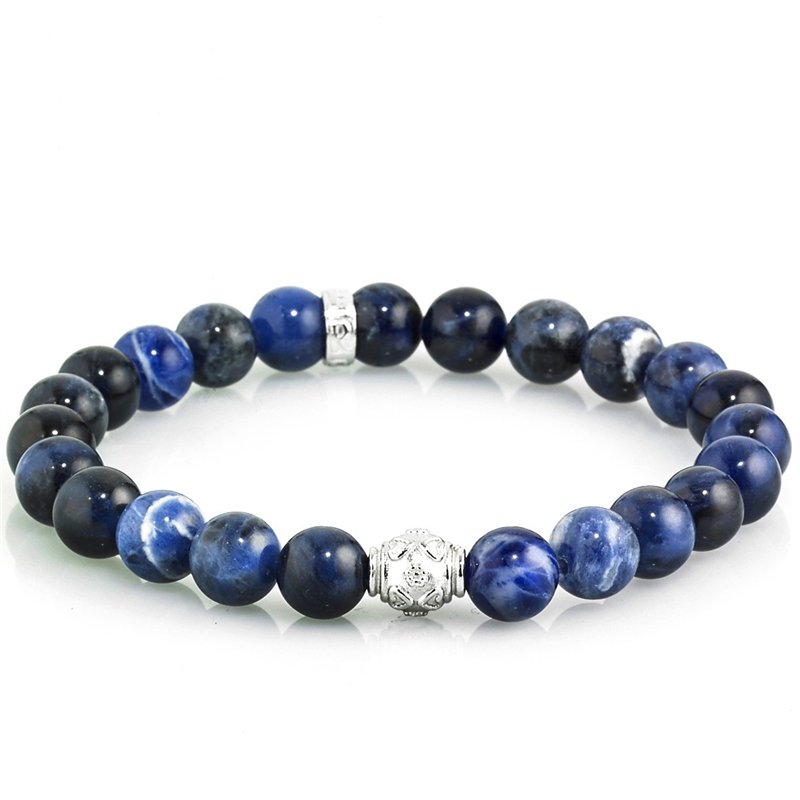Bracciale Stone Sodalite blue componenti in Argento