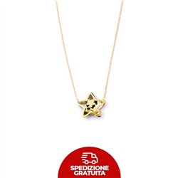 Collana in oro con ciondolo traforato e bicolore a forma di stella
