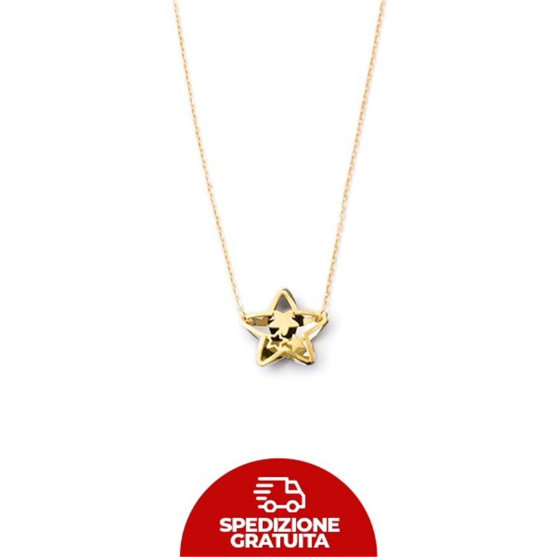 Collana in oro con ciondolo traforato e bicolore a forma di stella