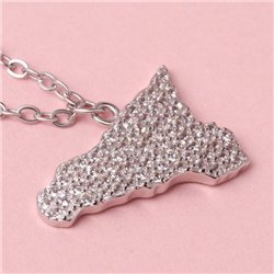 Collana in Argento 925 con ciondolo isola di Sicilia impreziosita da pavè di zirconi bianchi
