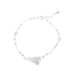 Bracciale in Argento 925 con forma isola siciliana, impreziosito da pavè di zirconi bianchi
