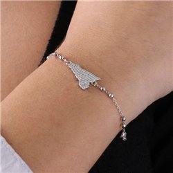 Bracciale in Argento 925 con forma isola siciliana, impreziosito da pavè di zirconi bianchi