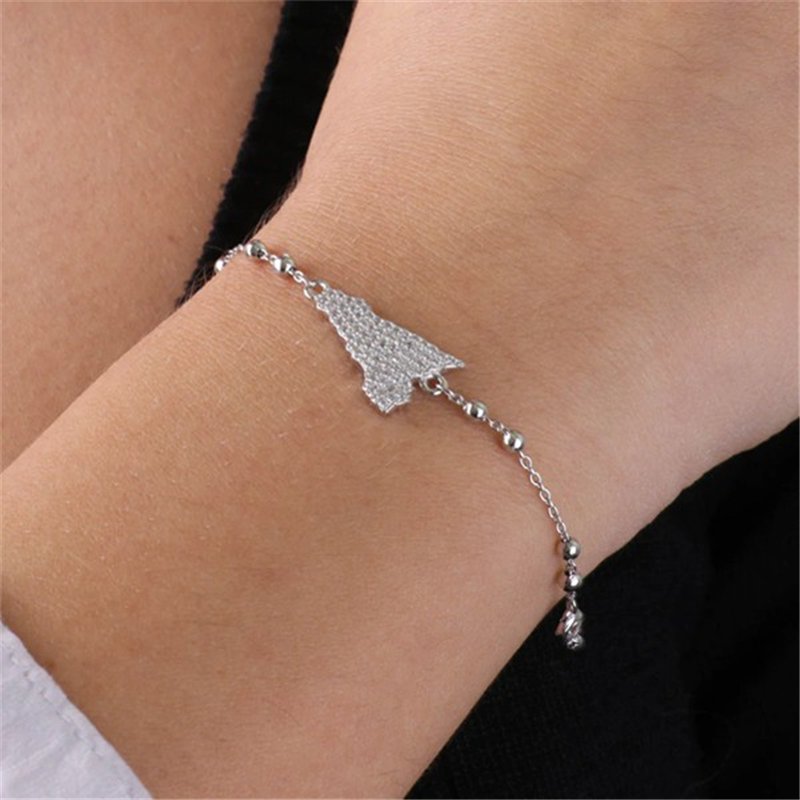 Bracciale in Argento 925 con forma isola siciliana, impreziosito da pavè di zirconi bianchi