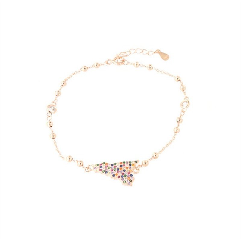 Bracciale in Argento 925 con forma isola siciliana, impreziosito da pavè di zirconi multicolore