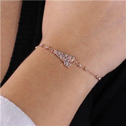 Bracciale in Argento 925 con forma isola siciliana, impreziosito da pavè di zirconi multicolore