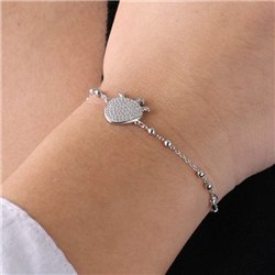 Bracciale in Argento 925 con ciondolo fico d’india, impreziosito da pavè di zirconi bianchi